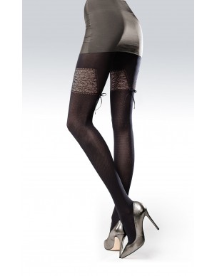 Elle - bordowa kokardka KNITTEX NOA Rajstopy 2