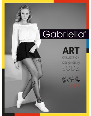 Lippy 426 GABRIELLA rajstopy z gwiazdkami, pomadką i napisem 2